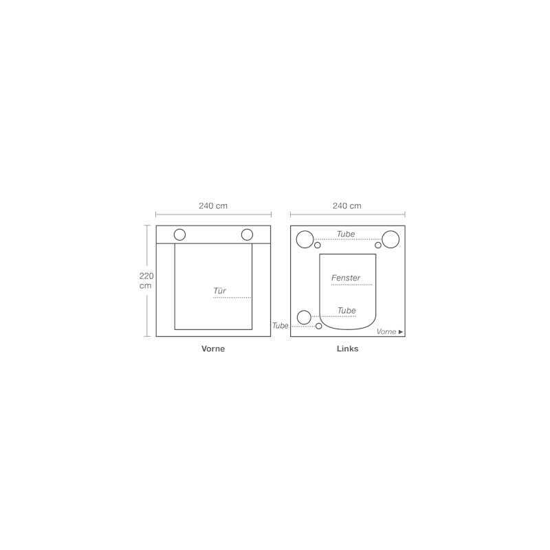 HOMEbox Ambient-Q240+ 240x240x220 cm-Vorne und Links
