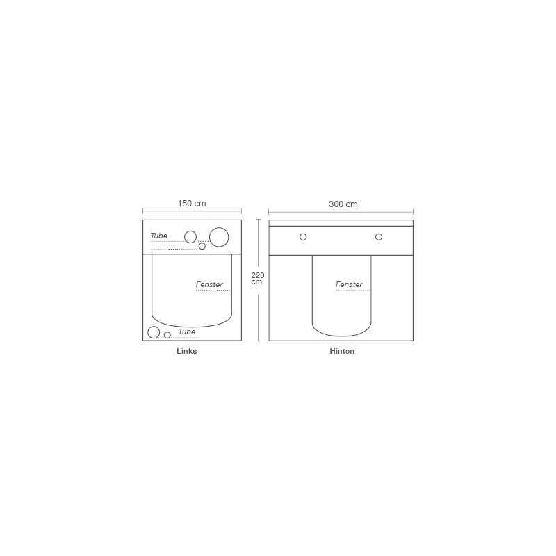 HOMEbox Ambient-R300+ 300x150x220 cm-Links und Rückseite