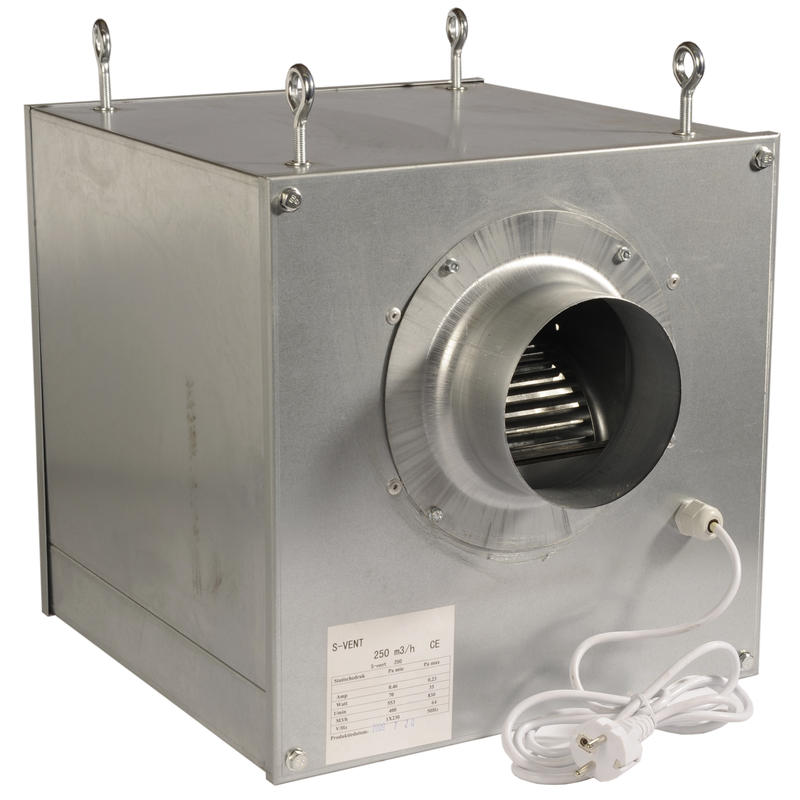 Radialventilator in Isobox-250 m³ 2 x 125 / 70 W