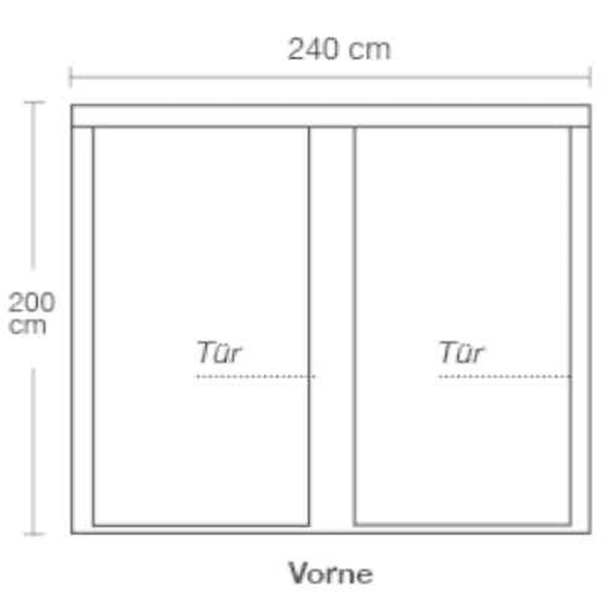 HOMEbox Ambient-R240 240x120x200 cm-Techn. Zeichnung Vorderseite